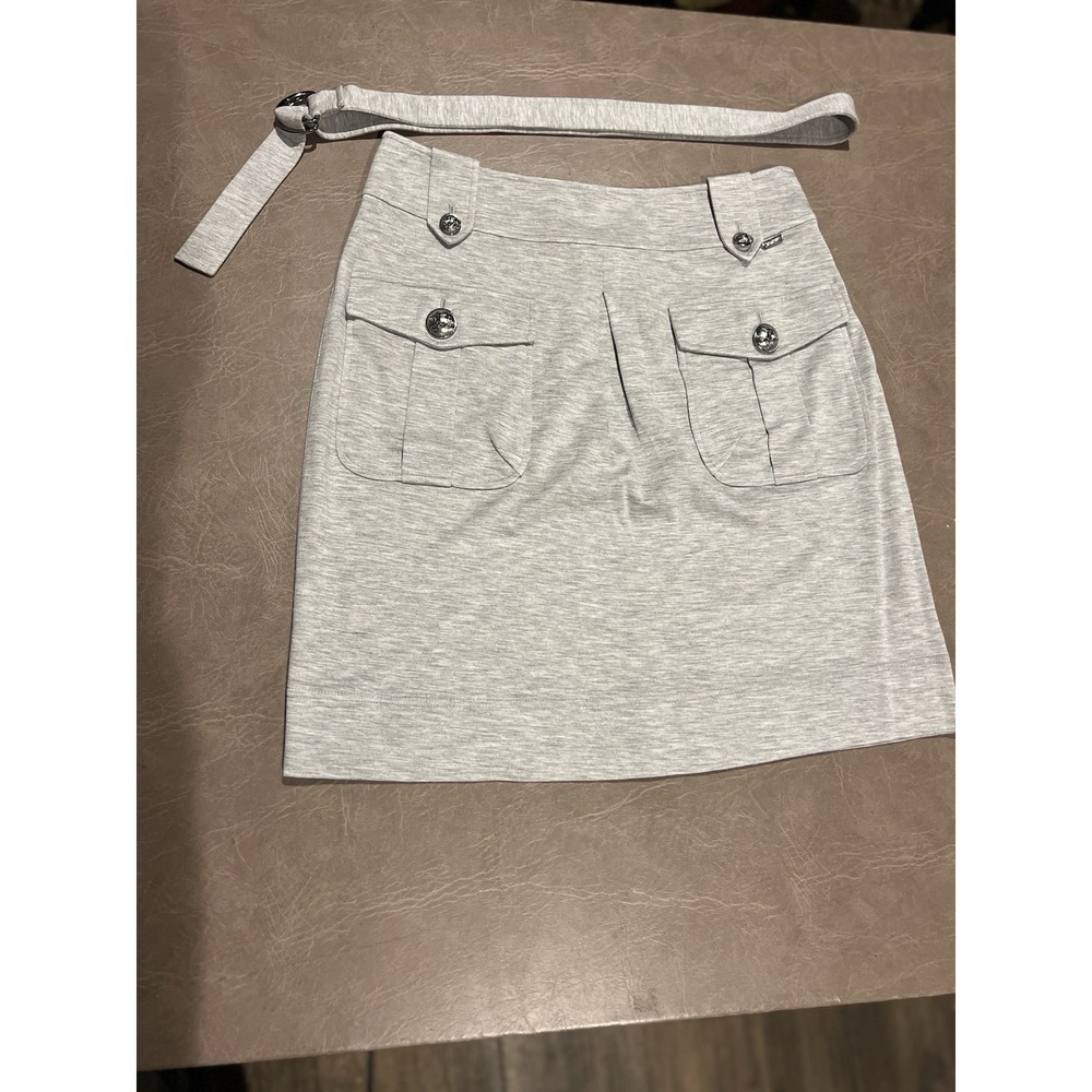 St John Spa Skirt With Belt Size 4 Gray
